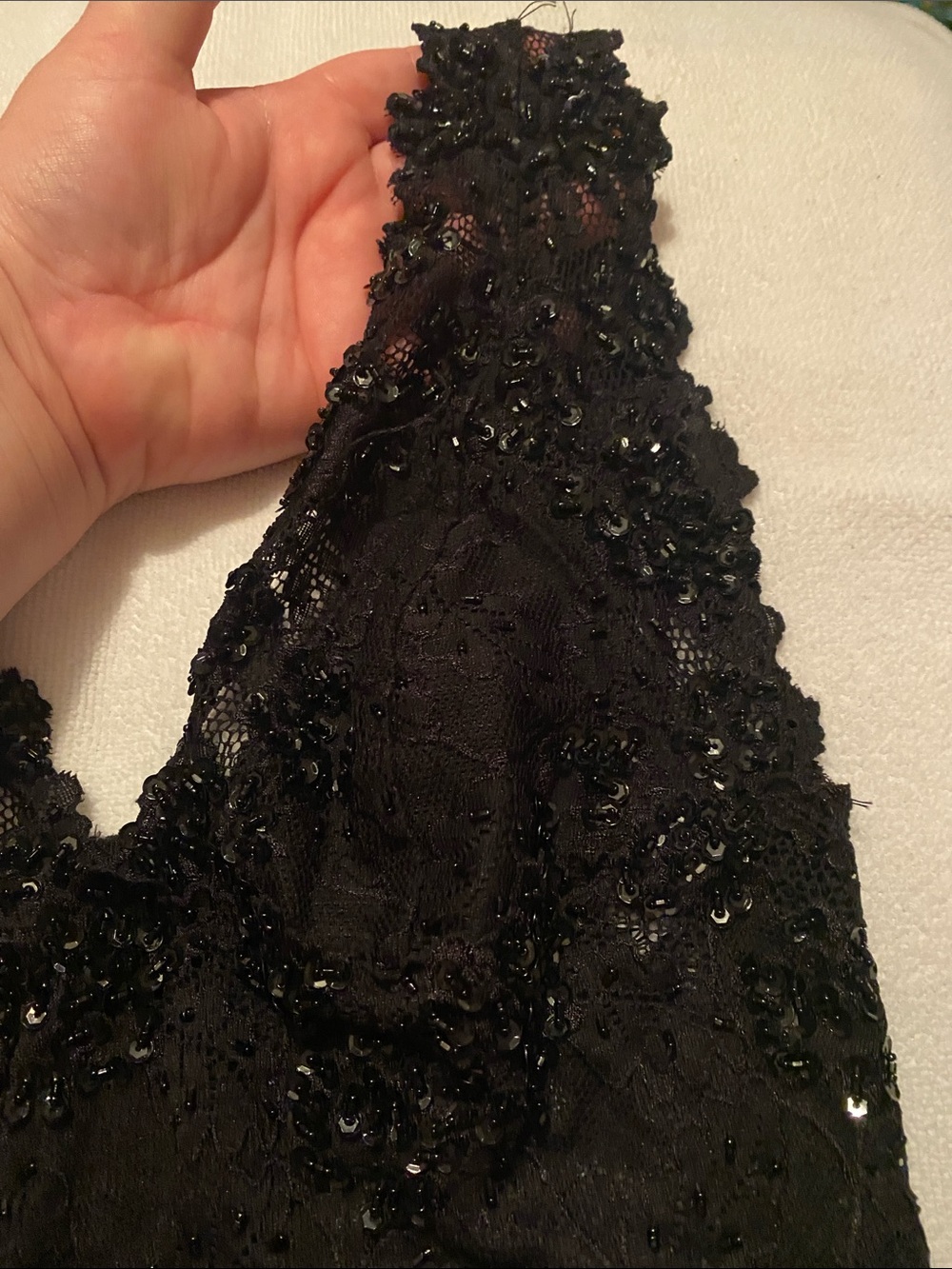 bebe Black Lace Bralette with Beaded Detail - Picture 4 of 6